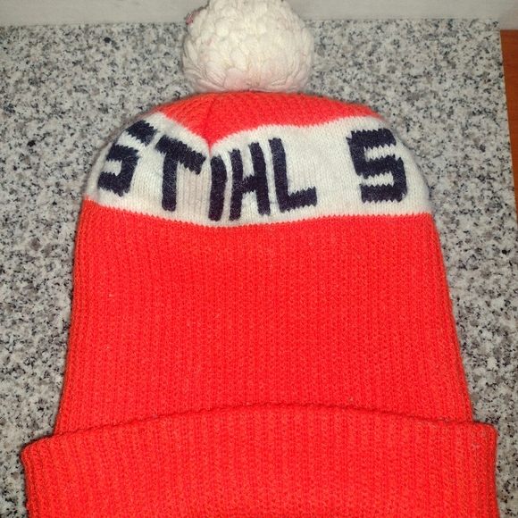 STIHL Chainsaw Orange Pom Hat. Vintage Wool Blend 60's-70's. - Picture 6 of 6